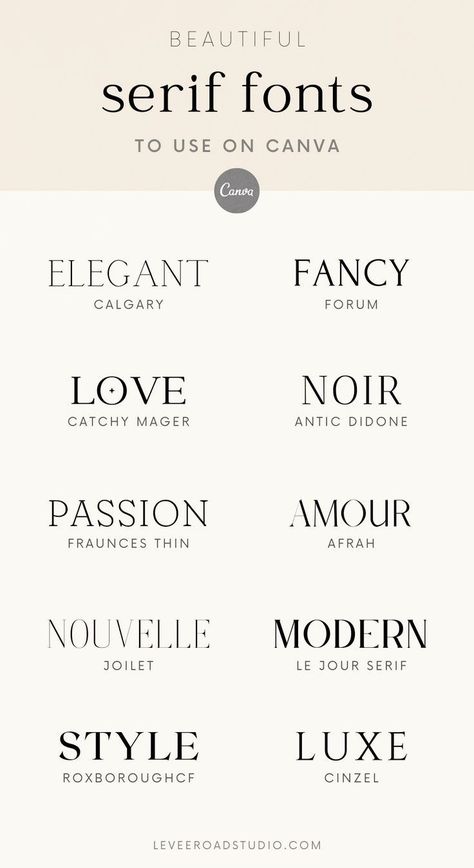 Ten high quality serif fonts it use on Canva! Use these serif and slab serif fonts in your Canva designs. Kombinasi Font, Beautiful Serif Fonts, Best Serif Fonts, Font Love, Mises En Page Design Graphique, Typographie Inspiration, Omerta Tattoo, Business Fonts, Font Ideas