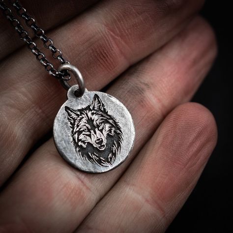 Forest Necklace, Wolf Necklace, Animal Pendant, Mens Necklace, Forest Nature, Mens Silver Necklace, Unisex Necklace, A Wolf, Necklace Chain Lengths