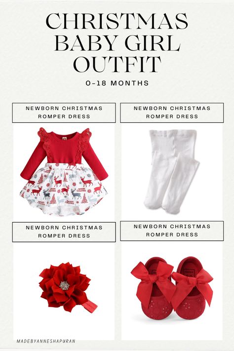 #ad this includes an #affiliatelink I will earn a small #commission if a purchase is made. Newborn baby to toddler outfit imspiration for the christmas holiday created for parents looking for a easy well put together outfit for your baby. Busy mom baby christmas oytfit inspo. Red dress, white stockings, red headband and red shoes cloth material. Infant Christmas Outfit Girl, Romper Outfits, Flower Girls Dresses, Ruffle Long Sleeve Dress, Girls Long Sleeve Dresses, Girls Christmas Outfits, Infant Flower Girl Dress, Red Headband