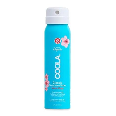 Coola - Travel Classic Sunscreen Spray Spf 50 - 60 Ml - Faire Travel Size Sunscreen, Buriti Oil, Sunscreen Spray, Organic Sunscreen, Raspberry Seed Oil, Plant Protection, Sunscreen Spf 50, Natural Scents, Spf Sunscreen