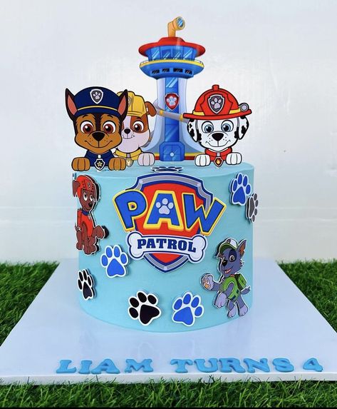 Easy Paw Patrol Cake, Simple Paw Patrol Cake, Paw Patrol Birthday Party Cake, Birthday Snacks, Unicorn Birthday Cake, Paw Patrol Cake, Paw Patrol Birthday Party, Paw Patrol Birthday, Birthday Party Cake