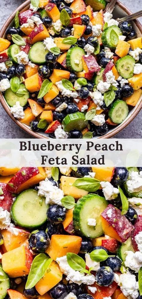 Peach Feta Salad, Lemon Basil Vinaigrette, Easy Summer Salad, Feta Salad Recipe, Basil Vinaigrette, Fresh Salad Recipes, Salad Pasta, Lemon Basil, Best Salad Recipes