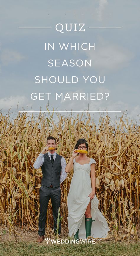 Fall, winter, spring or summer? Find out your ideal wedding season with @weddingwire's quiz! {@studio127} Off Season Wedding, Weddings In Different Seasons, Spring Vs Fall Wedding, Wedding Quizzes, Weddings By Season, Spring Themed Wedding, Seasonal Weddings, Wedding Dress Quiz, Wedding Quiz