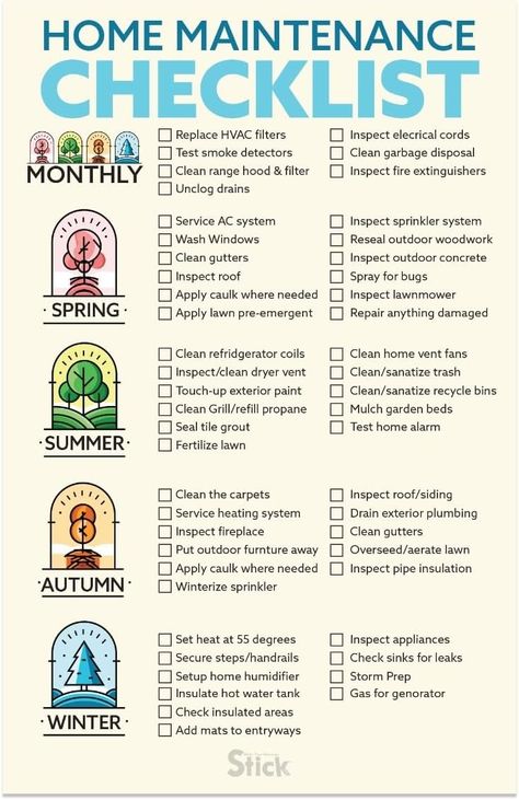 Amazon.com: Home Maintenance Checklist Magnet | Keep Your Home in Top Shape with Ease! : Home & Kitchen Garbage Disposal Cleaning, Kitchen Checklist, Home Maintenance Schedule, House Checklist, New Home Checklist, Unclog Drain, Family Binder, Range Hood Filters, Home Maintenance Checklist