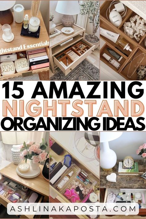 15 Amazing Nightstand Organization ideas that will enhance your Feng Shui — ASHLINA KAPOSTA Nightstand Organization Ideas, Nightstand Drawer Organization, Feng Shui Money Corner, Fall Inspired Living Room, Side Table Organization, Unusual Bedside Tables, Nightstand Accessories, Bedside Table Organization, Feng Shui Your Bedroom