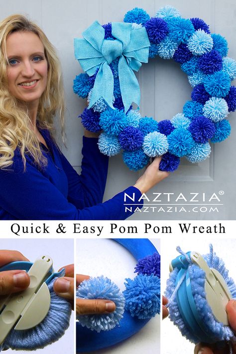 Pom Pom Wreaths Diy, Pom Pom Wreaths, Christmas Pom Pom Crafts, Diy Snowman Decorations, Christmas Pom Pom, Pom Wreath, Diy Christmas Wreaths Ideas, Christmas Wreaths Ideas, Diy Pom Poms