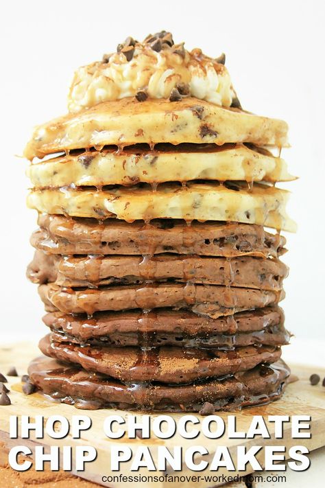 You are going to love this IHOP Chocolate Chip Pancake Recipe. #pancakerecipe #ihoprecipe #breakfastrecipe #copycatrecipe Ihop Chocolate Pancakes Recipe, Ihop Chocolate Chip Pancakes, Ihop Pancake Recipe Without Buttermilk, Ihop Pancake Recipe Copycat, Ihop Pancake Recipe, Chocolate Chip Pancake Recipe, Ihop Food, I Hop Pancake Recipe, Scrumdiddlyumptious Recipes