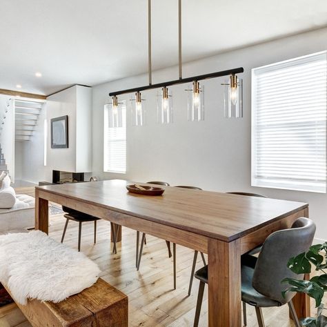 Dining Room Lighting Over Table, Black And Copper Kitchen, Lights For Dining Room, Linear Island Lighting, Dining Table Lighting, Kitchen Island Chandelier, Kitchen Island Linear Pendant, Dining Room Light Fixtures, Linear Design