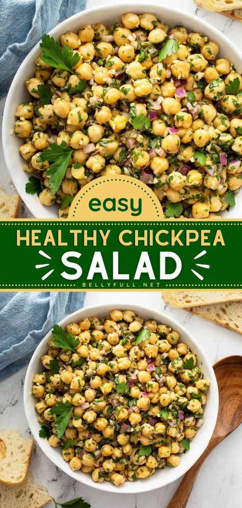 Chickpea Salad Quick Chickpea Salad, Check Peas Salad, Heathly Salads Recipes, Chickpea Salad With Cilantro, Italian Chickpea Salad Recipes, Salad Beans Recipe, Chuck Pea Salad, Chickpeas In Salad, Cold Chickpea Recipes