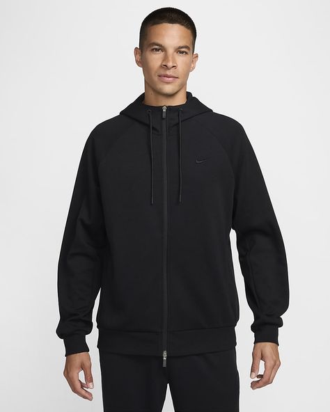 Nike Primary Men's Dri-FIT UV Full-Zip Versatile Hoodie. Nike.com Nike Stuff, Black Style, Dri Fit, Black Fashion, Knit Fabric, Knitted Fabric, Nike, Black