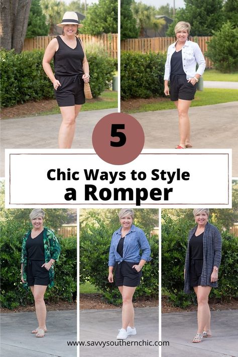 How To Style Romper Outfit Ideas, Black Romper Outfit Casual, Plus Size Romper Outfit, Summer Romper Outfit Casual, Romper With Cardigan, Fall Romper Outfit, Romper Outfit Summer, Romper Outfit Casual, Casual Rompers Outfit