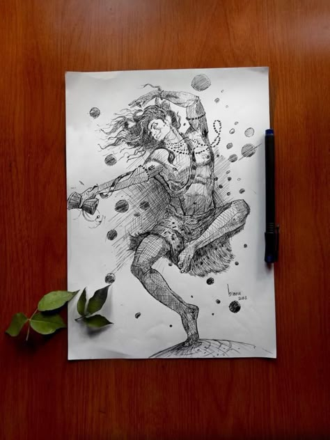 Shiva Crosshatching Shiv Tandav, Lord Shiva Sketch, Shiva Sketch, Canvas Art Painting Abstract, Planet Drawing, Sanatan Dharma, Shiv Ji, Pencil Sketch Images, Drawing Journal