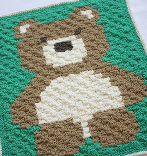 Baby Bear Corner to Corner Crochet Blanket Pattern Corner To Corner Crochet Blanket, Neutral Baby Blankets, Gender Neutral Baby Blanket, Baby Afghan Crochet Patterns, Repeat Crafter Me, Corner To Corner Crochet, Bear Blanket, Bernat Blanket, Easy Crochet Blanket