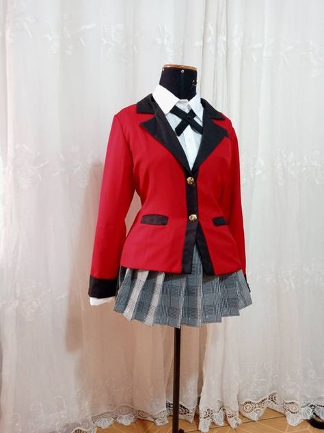 Kakegurui Uniform Male, Kakegurui Outfit, Kakegurui Uniform, Yumeko Costume, Belle Blue Dress Costume, Simple Cosplay, Belle Blue Dress, Blue Dress Costume, Kakegurui Cosplay