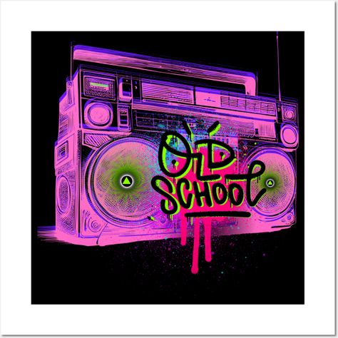 Old school boombox design -- Choose from our vast selection of art prints and posters to match with your desired size to make the perfect print or poster. Pick your favorite: Movies, TV Shows, Art, and so much more! Available in mini, small, medium, large, and extra-large depending on the design. For men, women, and children. Perfect for decoration. Boombox Art, Boombox Design, Fantasy Fest, Laser Beam, Led Neon Signs, Custom Magnets, Music Art, Funny Stickers, Custom Stickers