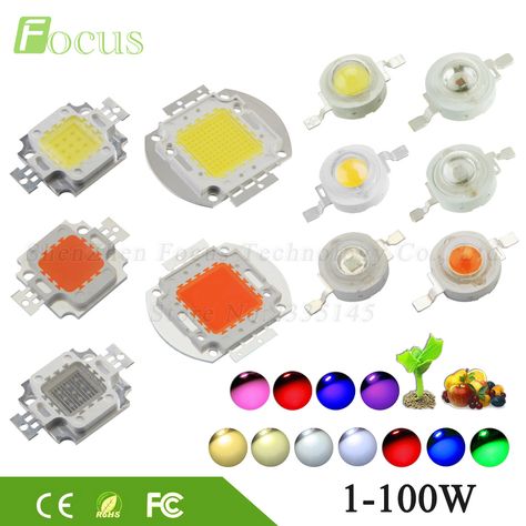 High Power LED Chip 1W 3W 5W 10W 20W 30W 50W 100W SMD COB Light Bead Warm Cold White Red Green Blue RGB Full Spectrum Grow Light Plant Grow Light, Electronics Basics, Grow Lights For Plants, Electronics Projects Diy, Lighting Accessories, Grow Light, Fan Lamp, Power Led, Plant Growth