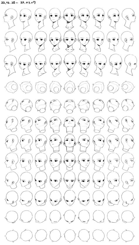 Head Drawings, Face Angles, Head Drawing, Drawing Heads, 얼굴 그리기, Figure Drawing Reference, Anatomy Reference, Anime Drawings Tutorials, Drawing Lessons