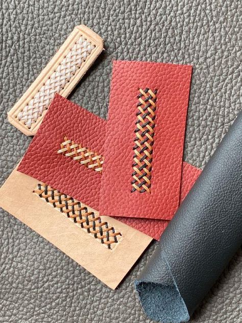 Leather stitch, saddle stitch, leathercraft, leather crafting, how to Leather Stitching Patterns, Leather Stiching Designs, Leather Cross Stitch, Embroidery On Leather Bags, Embroidered Leather Bag, Leather Stitching Techniques, Embroidery On Leather, Leather Stitching Detail, Leather Stitches