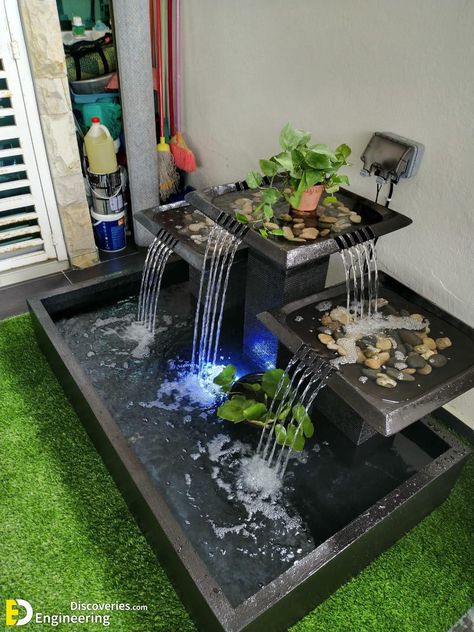 30 Creative Water Fountain Ideas for Your Home Check more at https://zugnews.com/30-creative-water-fountain-ideas-for-your-home/ Balcony Fountain, Corner Waterfall, Indoor Fountain Ideas, Fountain In Garden, Water Fountain Ideas, Resin Fountain, Outdoor Wall Fountains, Miniature Zen Garden, Aquarium Garden