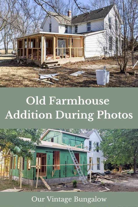 Old Home With Modern Addition, Old Country House Renovation, Adding Onto An Old Farmhouse, Old Farmhouse Updates, Back Additions To House, Old Farm Houseplans Interior Design, Fixing Up An Old House, Updating Old Farmhouse, House Renovations Before And After