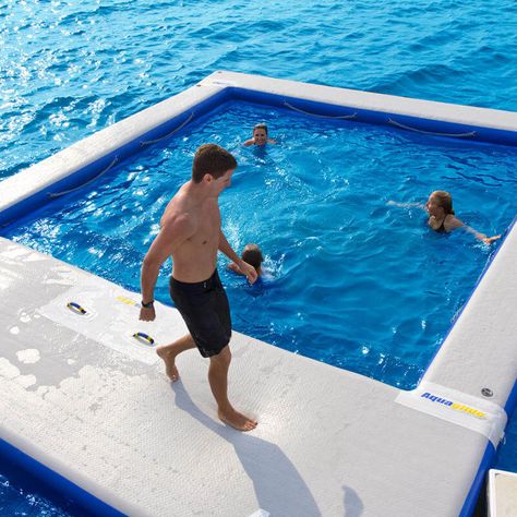 Aquaglide Ocean Pool Lets You Carve Out a Piece of the Ocean For Yourself Jet Ski Dock, Lap Pools, Blow Up Pool, Inflatable Obstacle Course, Ocean Pool, Bubble House, Inflatable Float, Spa Ideas, Family Pool