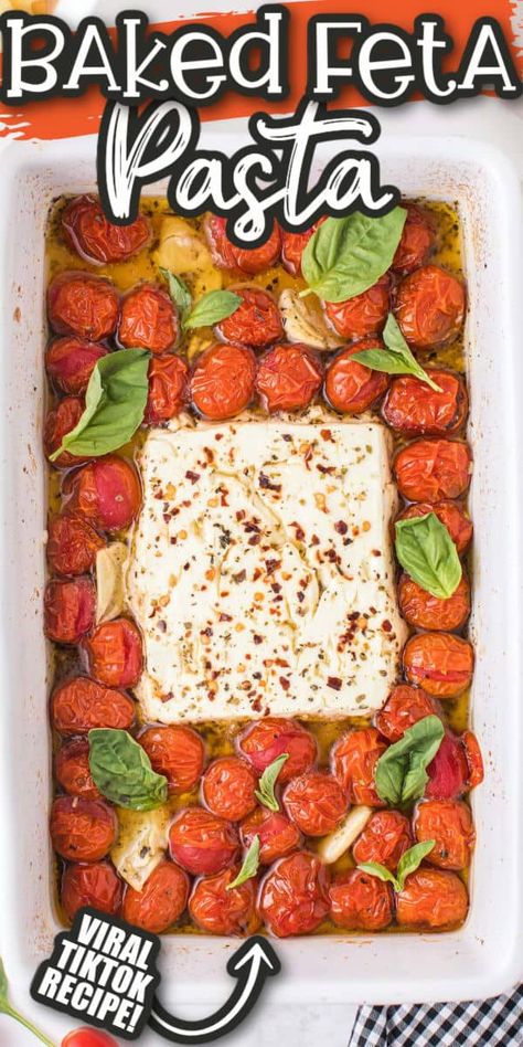 Feta And Cherry Tomatoes, Block Feta Tomato Pasta, Feta Cheese Tomato Pasta Tiktok, Tomatos And Feta Cheese Baked, Recipe With Feta Cheese Easy Dinners, Tiktok Cherry Tomato Feta Pasta, Feta And Cherry Tomatoe Bake, Spaghetti With Feta Cheese, Tomatoe Feta Cheese Pasta Bake