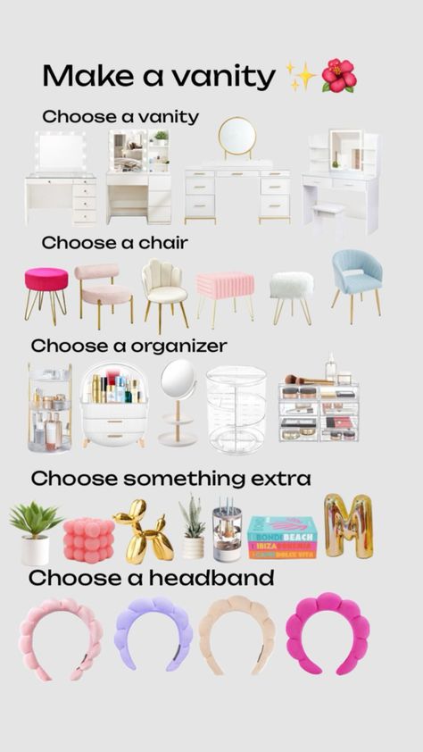 Make A Vanity, Preppy Vanity, Teenager Bedroom Design, Making A Gift Basket, New Vanity, Creative Kids Rooms, Girly Room Decor, Preppy Bedroom, Preppy Inspiration