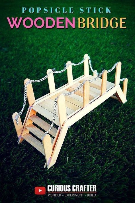 Popsicle Stick Bridges, Garden Diy Furniture, Popsicle Stick Art, Popsicle Stick Crafts House, Popsicle Stick Houses, Diy Popsicle Stick Crafts, Fairy Garden Furniture, Sticks Furniture, Diy Popsicle