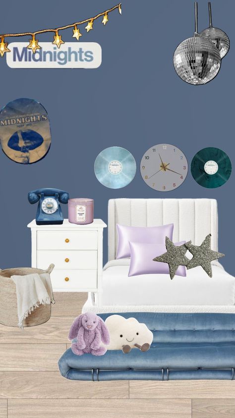 Taylor swift midnights themed bedroom #taylorswift #erastour #vibes #music #room #roominspo Taylor Swift Theme Room, Taylor Swift Aesthetic Bedroom, Taylor Swift Bedroom Aesthetic, Taylor Swift Inspired Bedroom, Taylor Swift Themed Bedroom, Taylor Swift Inspired Room, Taylor Swift Room Decor Ideas, Taylor Swift Bedroom Ideas, Taylor Swift Bedroom