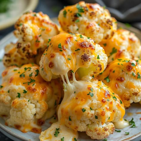 Cheesy Bites, Veggie Side Dish Recipes, Roasted Cauliflower Recipes, Cauliflower Dishes, Cheesy Cauliflower, Roasted Vegetable Recipes, Cauliflower Bites, Family Movie, Veggie Side Dishes