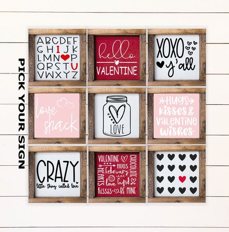 Tiered Tray Decor Coffee, Tiered Tray Signs, Tray Signs, Coffee Bar Sign, Diy Valentine's Day Decorations, Mini Signs, Valentine Wishes, Valentines Decor, Coffee Bars