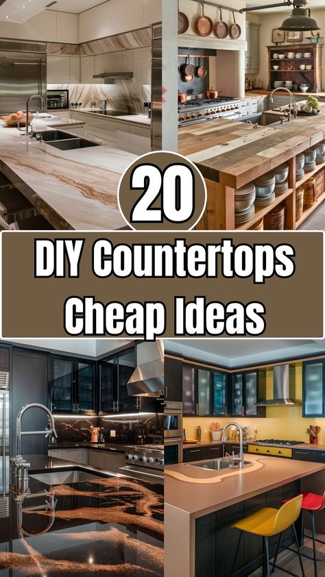 20 DIY Countertops Cheap [Within Budget] – craftydiyers.com Diy Countertops Cheap, Countertops Cheap, Alternative Countertops, Kitchen Counter Diy, Affordable Countertops, Rustic Countertops, Redo Kitchen Counter Tops, Cheap Kitchen Countertops, Countertop Redo