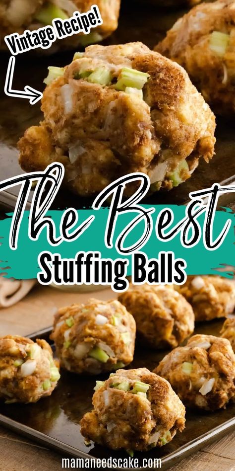 Stuffing Balls Recipe, Best Stuffing, Stuffing Balls, Thanksgiving Food Sides, Best Thanksgiving Recipes, Easy Stuffing, Turkey Stuffing, Thanksgiving Stuffing, Thanksgiving Dishes