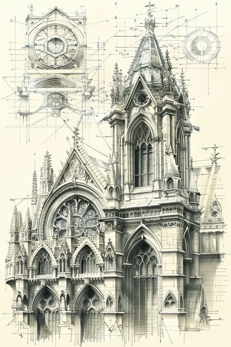 Gothic Architecture Drawing Sketch, 1800s Architecture, Gothic Architecture House, Cathedral Sketch, Church Drawing, Gothic Architecture Drawing, Architecture Gothic, Neo Gothic Architecture, Gothic Drawings