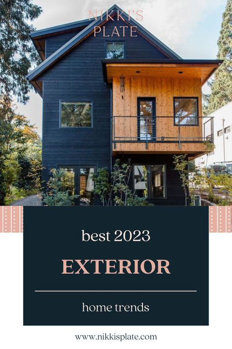 Top 15 House Exterior Trends for 2023; Here are the predicted trends for home exteriors in 2023! Exterior House Design 2023, Modern House Exterior 2023, Cool Exterior Paint Colors For House, House Exterior Color Schemes 2023, Exterior House 2023 Trends, House 2023 Trends, 2023 Front Porch Trends, Popular House Exteriors, Exterior House Color Trend 2023