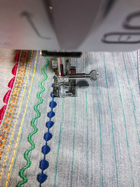 Decorative Stitching On Clothes, Decorative Sewing Stitches, Decorative Sewing Machine Stitches, Sewing Machine Decorative Stitches, Sewing Machine Decorative Stitches Ideas, Decorative Machine Stitching, Embroidery Using Sewing Machine, Bernina Decorative Stitches, Brother Sewing Machine Stitches