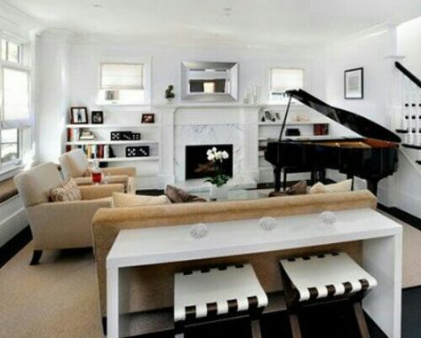 . Classic Contemporary Living Room, Grand Piano Living Room, Piano Living Rooms, Baby Grand Piano, Living Room Furniture Layout, Living Room Arrangements, Piano Room, Baby Room Furniture, Trendy Living Rooms