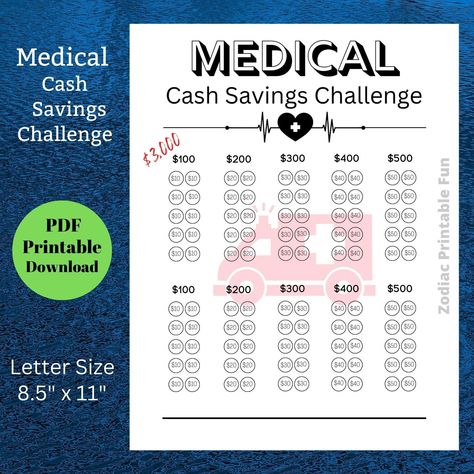 Retirement Savings Challenge, Emergency Room Doctor, Saving Coins, Saving Money Chart, Money Chart, Savings Challenge Printable, Saving Challenges, Saving Plan, Retirement Savings