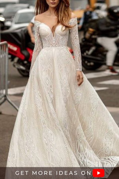 wedding dress - wedding dresses lace - wedding dresses vintage - wedding dress styles Bridal Off Shoulder, Wedding Bridal Gowns, A Line Ball Gown, Bridal Gowns Vintage, Wedding Inspirasi, Wedding Dresses 2020, Dresses 2020, Gowns With Sleeves, Beautiful Textures