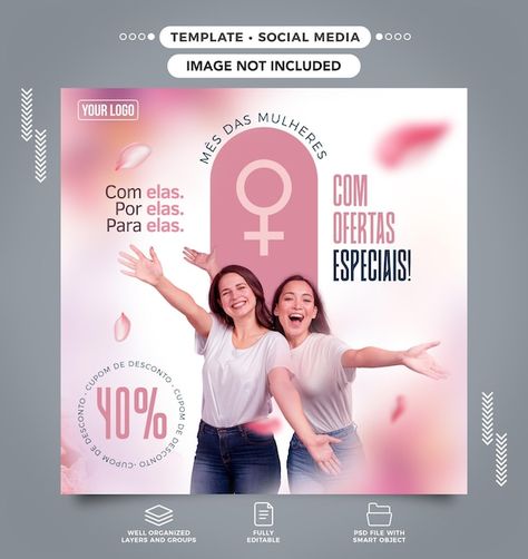 DIA INTERNACIONAL DA MULHER/INTERNATIONAL WOMEN'S DAY, 150 Best Premium Graphics on Freepik Womens Equality, Social Media Feed, Womens Month, Women Day, 8 March, Social Media Poster, International Women’s Day, Poster Layout, International Women's Day