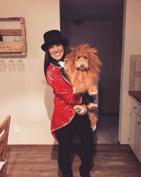 Chicken Nugget Dog Costume, Lion Dog Costume With Owner, Pet And Owner Halloween Costumes, Bernedoodle Halloween Costumes, Costume With Dog And Owner, Costumes For Dog And Owner, Matching Costumes With Dog, Halloween Costumes With Dog And Owner, Matching Dog And Owner Outfits Halloween