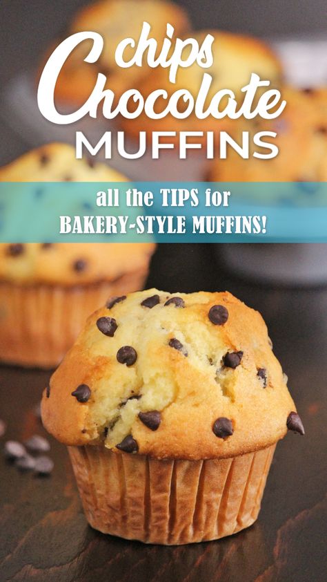 Dome Top Muffins, How To Make Tall Muffins, Vanilla Choc Chip Muffins, Super Moist Chocolate Chip Muffins, How To Get Bakery Style Muffins, How To Make Muffins Rise High, Jumbo Bakery Style Muffins, 85 Degrees Bakery Recipe, Bakery Style Muffins Jumbo