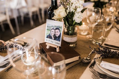 Mini easel, polaroid and Vintage book table names at Wedderburn Barns Polaroid Wedding Table Names, Polaroid Centerpiece, Polaroid Table, Polaroid Display, Polaroid Wedding, Mini Easel, Wedding Centrepieces, Wedding Table Names, Book Table