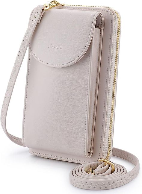 Amazon.com: S-ZONE PU Leather RFID Blocking Crossbody Phone Bag for Women Small Cellphone Wallet Purse Pouch (Beige RFID Blocking) : Clothing, Shoes & Jewelry Designer Handbag Storage, Classy Purses, Spring Purses, Crossbody Phone Purse, Trendy Purses, Handbag Storage, Cheap Purses, Ladies Bag, Cell Phone Bag