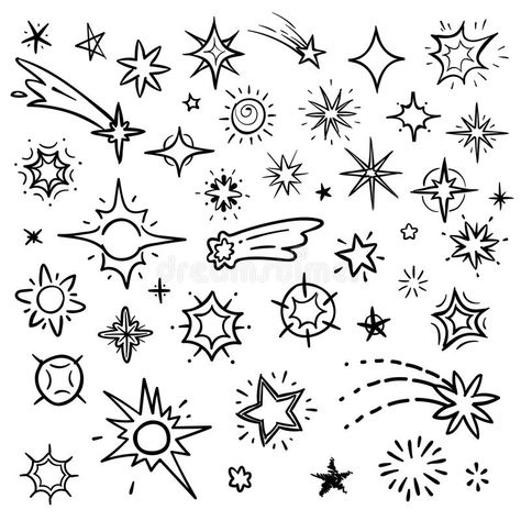 Drawing On Hand Doodles, Doodle Stars, Drawing On Hand, Stars Vector, Star Doodle, Drawing Stars, Hand Doodles, Star Illustration, Motif Simple