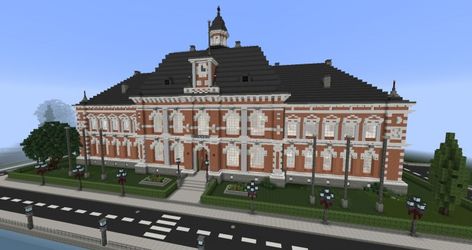 Town Hall / City Hall Minecraft Project City Hall Minecraft, Houses Blueprints, Minecraft Modern City, Minecraft Town, Minecraft City Buildings, Rumah Minecraft Sederhana, Minecraft Mansion, Minecraft Houses Blueprints, Map Minecraft