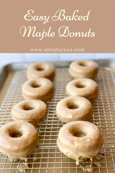 Maple Baked Donut Recipe, Maple Glaze Donut Recipe, Maple Donuts Baked, Easy Maple Donut Recipe, Homemade Maple Donuts Recipe, Maple Cake Donut Recipe, Maple Glazed Donuts Recipe, Moist Baked Donuts Recipe, How To Make Cake Donuts Easy Recipes