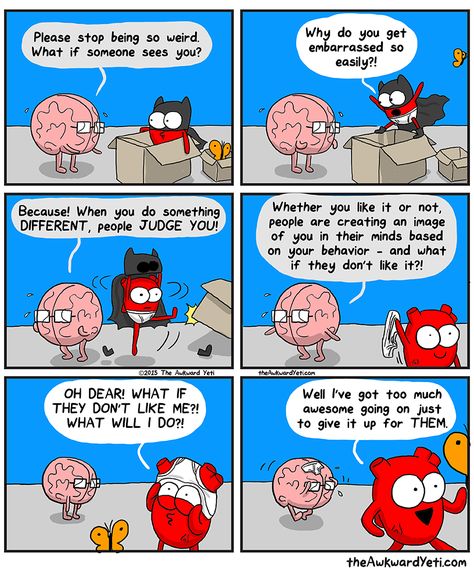 Heart and Brain Heart And Brain Comic, Heart Vs Brain, Awkward Yeti, The Awkward Yeti, 4 Panel Life, Brain Book, Heart And Brain, Brain And Heart, Online Comics