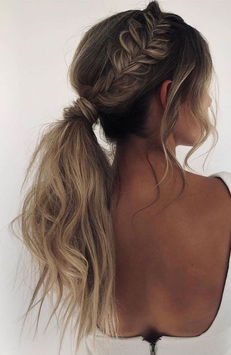 chunky braid, pull through braid, braid hairstyle, summer hairstyle High Pony With Braid, Classy Updo Hairstyles, Classy Updo, Hairstyles For Summer, Braided Pony, Chunky Braids, Summer Braids, Pull Through Braid, Creative Hairstyles