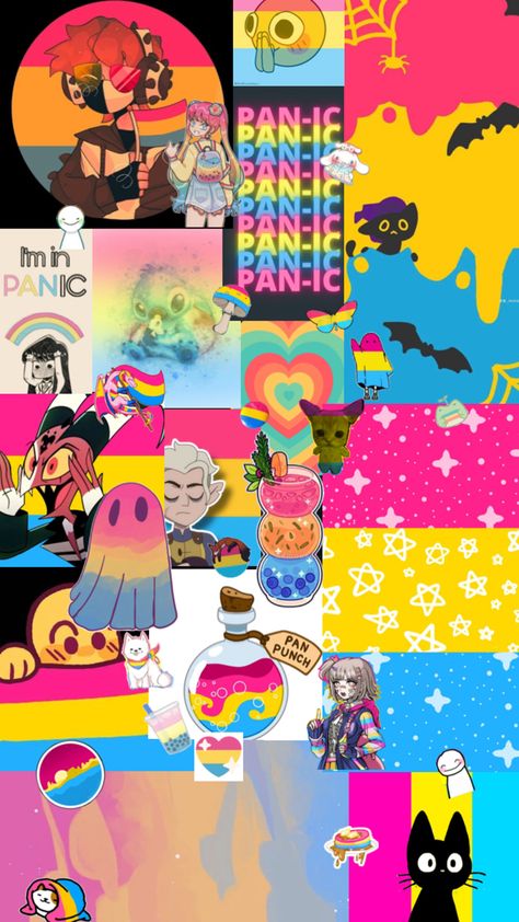 Pride Anime Wallpaper, Cute Pansexual Wallpaper, Trans And Pan Wallpaper, Gay Panic Lockscreen, Pan Pride Wallpaper, Cute Pansexual Art, Pan Flag Wallpaper, Pansexual Wallpaper Aesthetic, Pansexual Pride Wallpaper